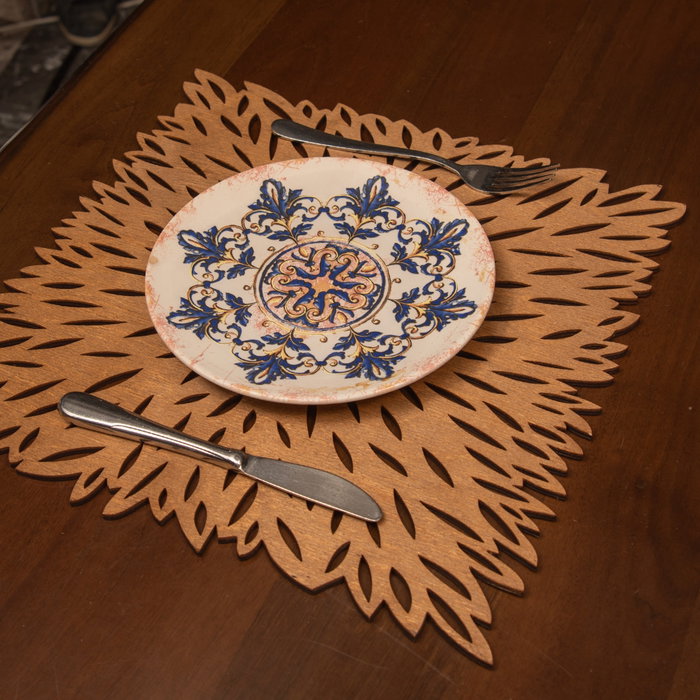 Hermia Pointy - Walnut Juego de 6 Salvamanteles de Madera de 36 x 36 cm